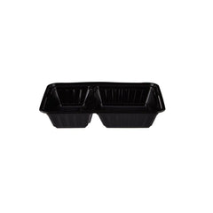 Black Base Rectangular 2 Compartment Container + Lid