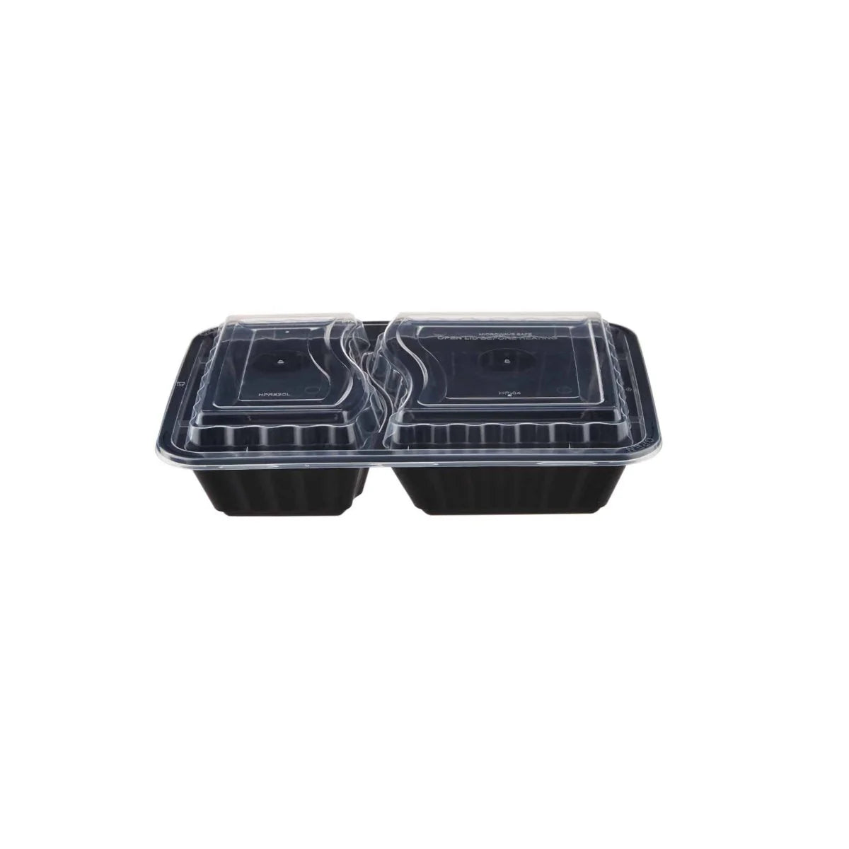 Black Base Rectangular 2 Compartment Container + Lid