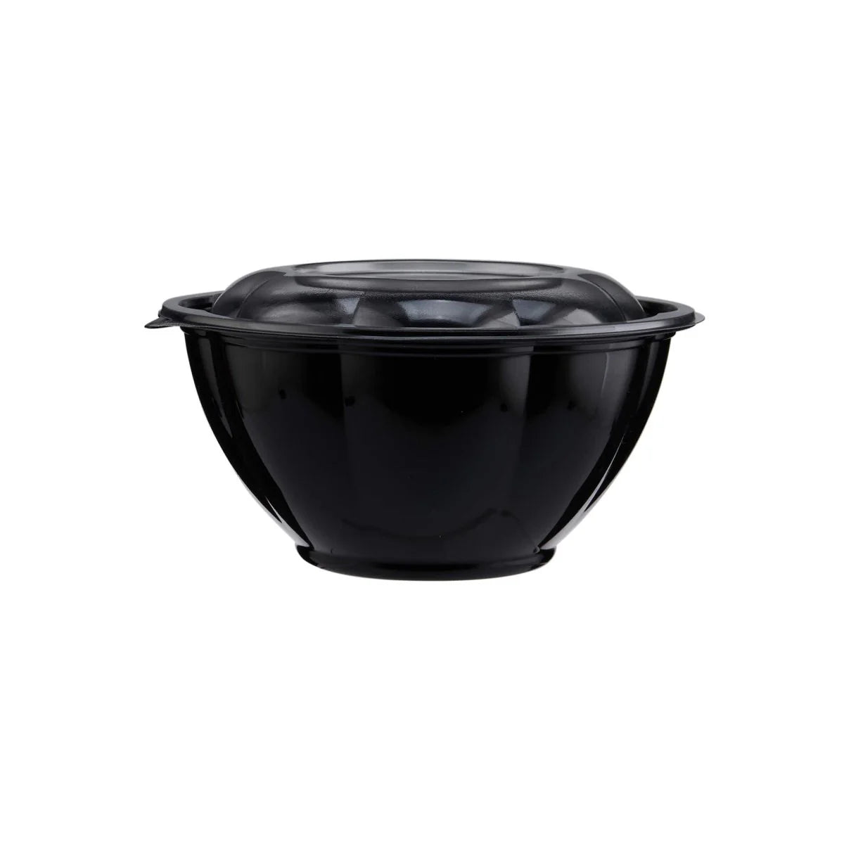 Black Base Round Salad Bowl With Clear Lid