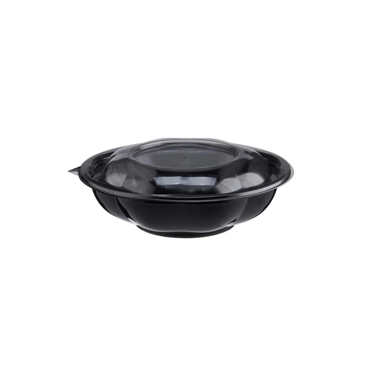 Black Base Round Salad Bowl With Clear Lid