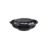 Black Base Round Salad Bowl With Clear Lid