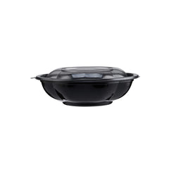 Black Base Round Salad Bowl With Clear Lid