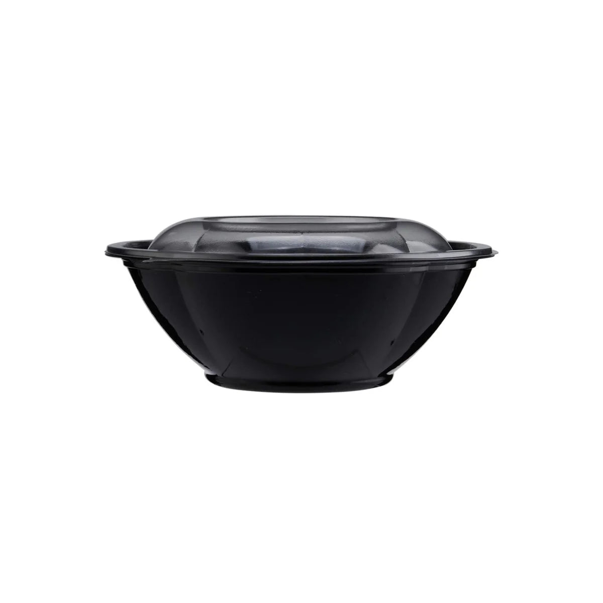 Black Base Round Salad Bowl With Clear Lid