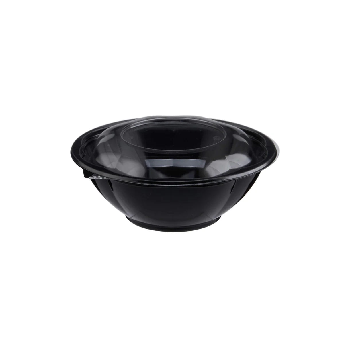 Black Base Round Salad Bowl With Clear Lid