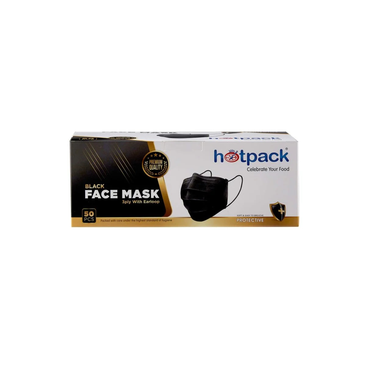 Black Face Mask with Ear loop- 3 Ply