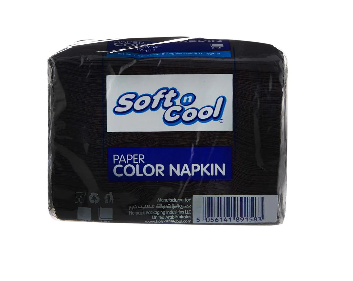  SOFT N COOL BLACK NAPKIN 25X25CM 