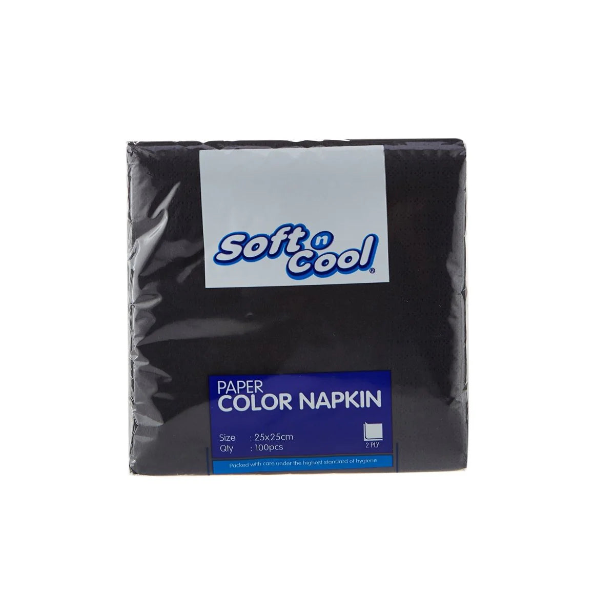  SOFT N COOL BLACK NAPKIN 25X25CM 