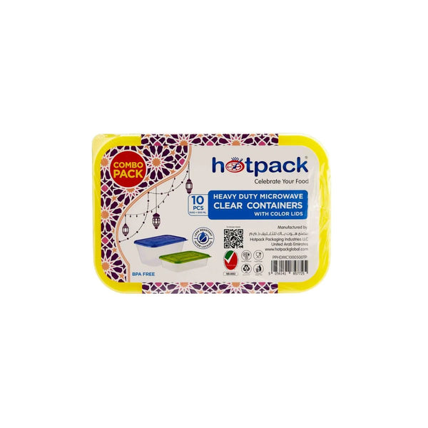 Clear Heavy Duty Microwave Container With Color Lid Combo Pack 500ml + 1000ml