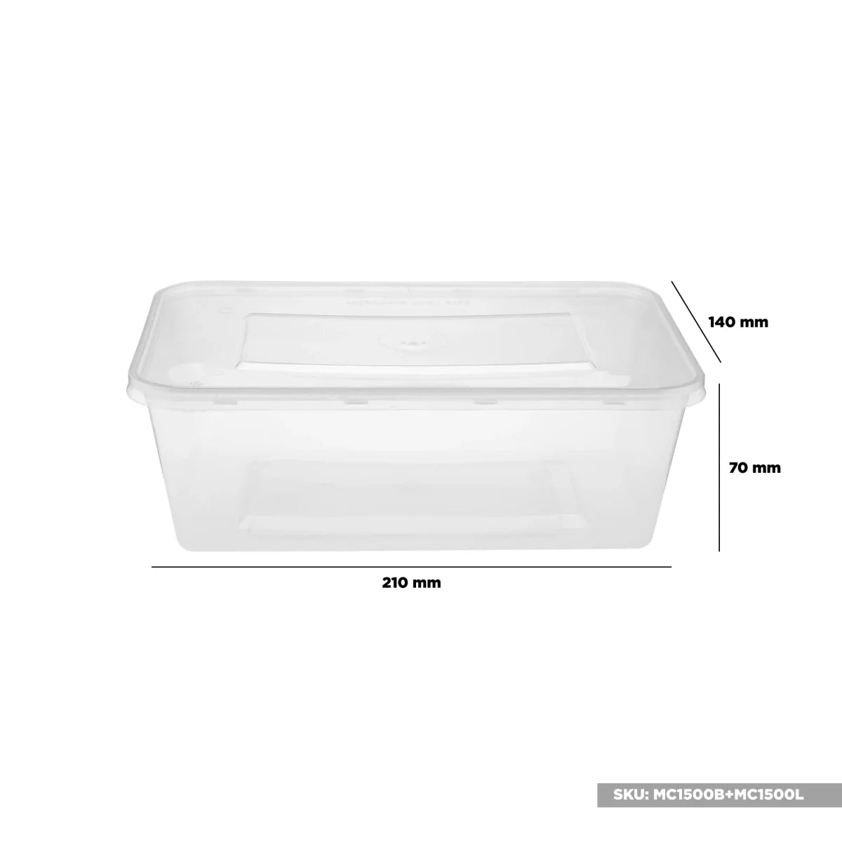 Microwavable Clear Rectangular PP Container With Lid