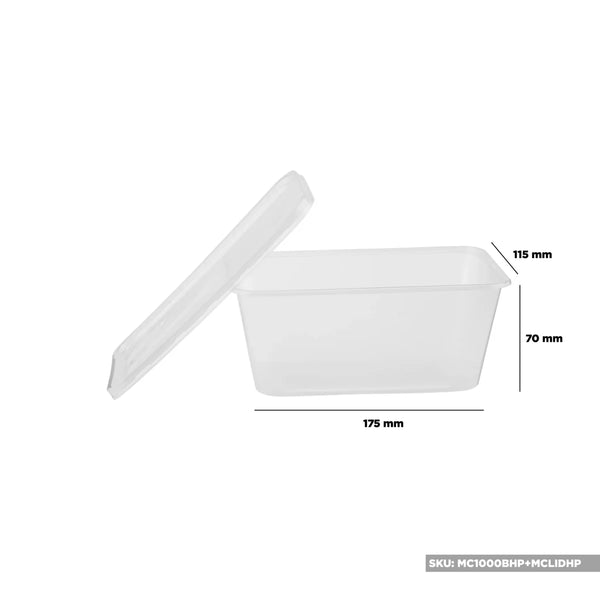 Microwavable Clear Rectangular PP Container With Lid