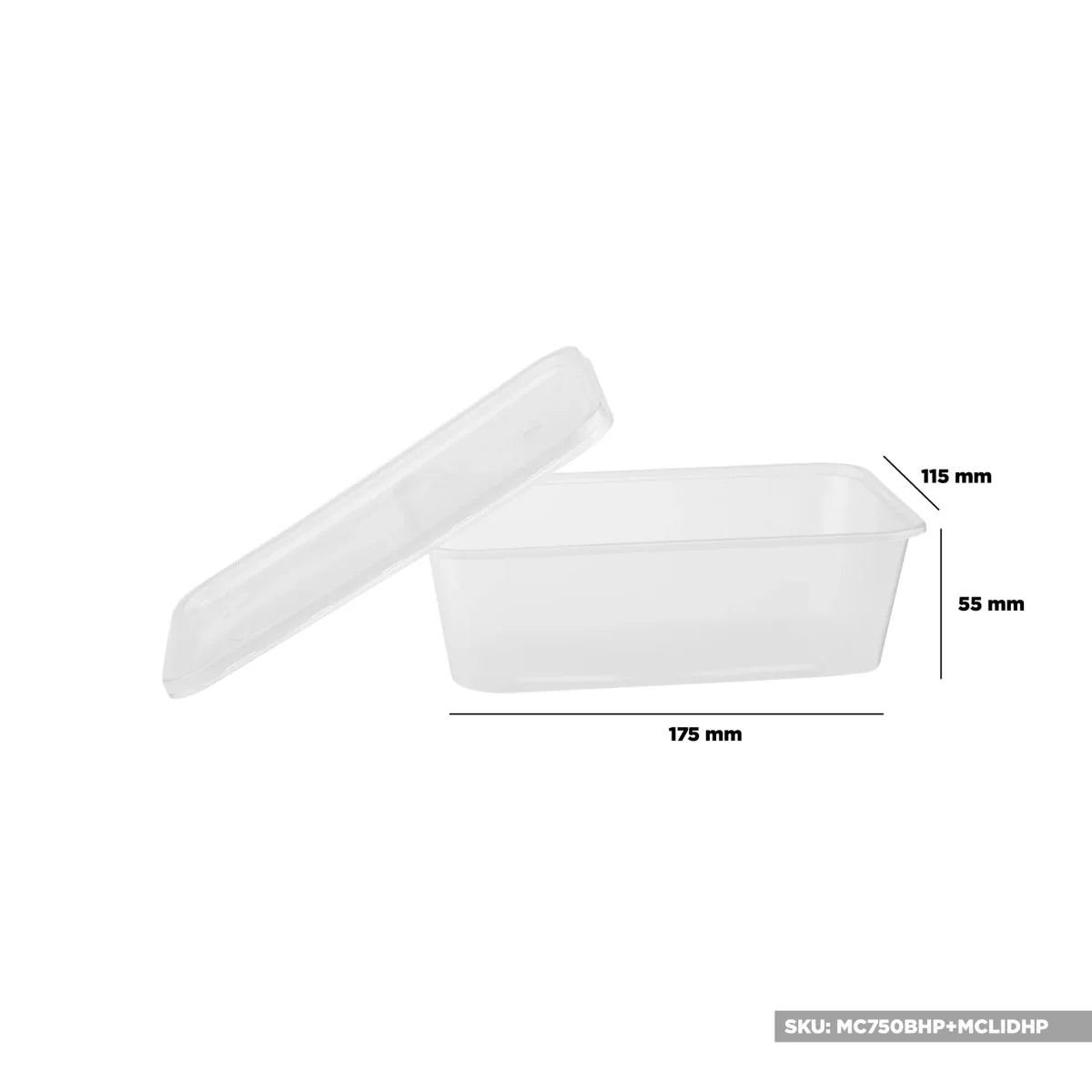 Microwavable Clear Rectangular PP Container With Lid