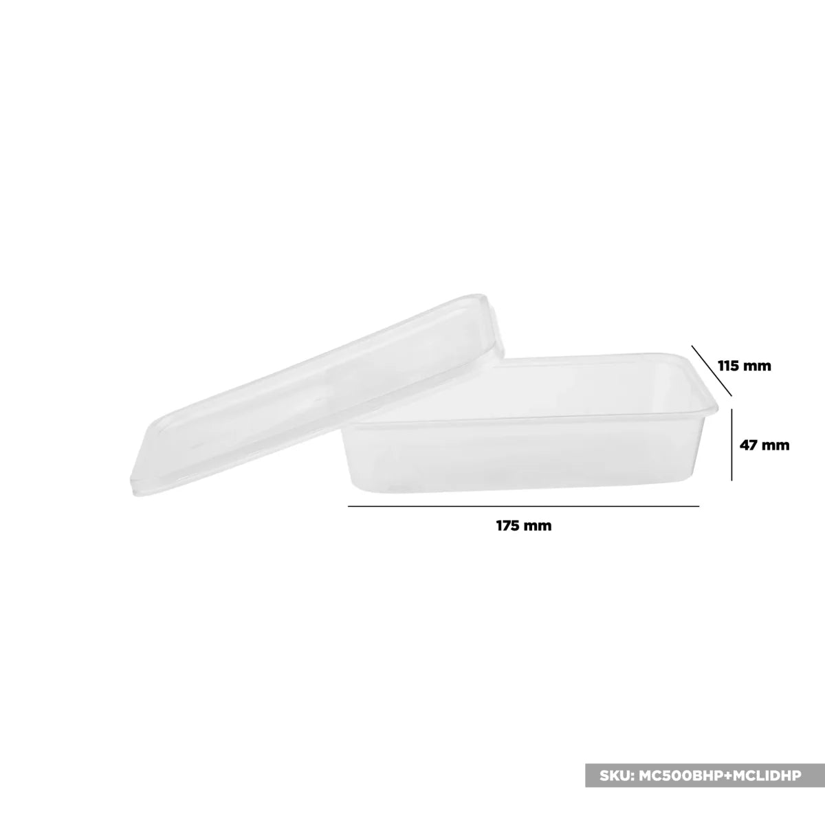 Microwavable Clear Rectangular PP Container With Lid