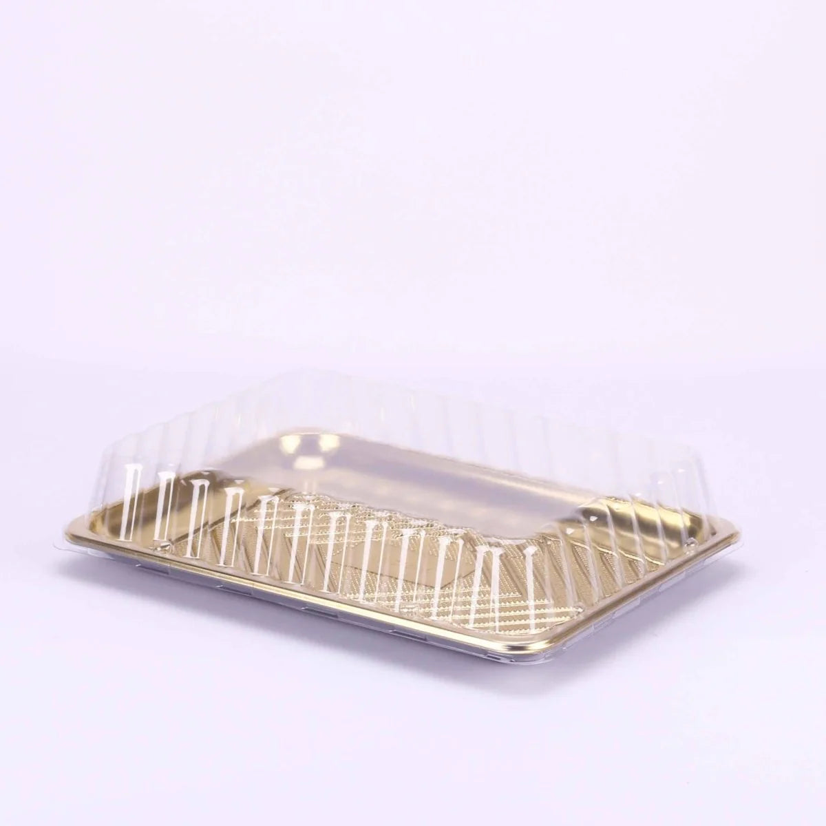 Gold Base Rectangle Cake Container With Lid