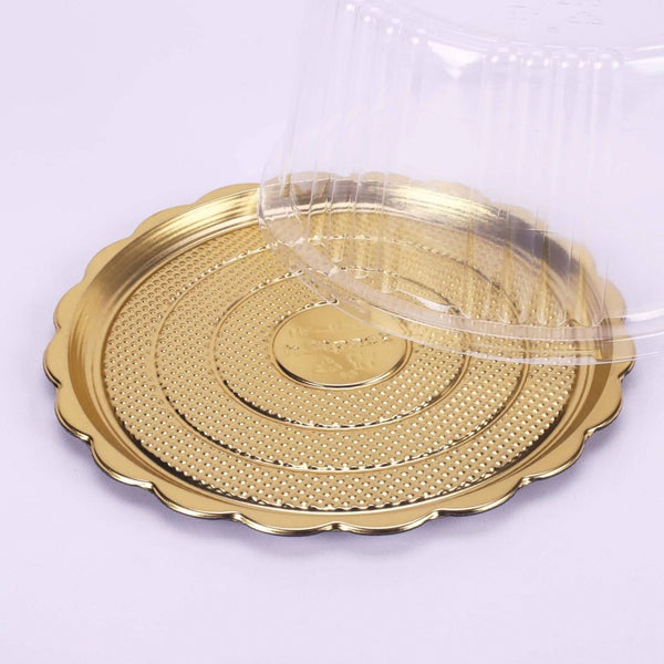 Gold Base Round Cake Container With Lid