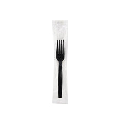 Black Heavy Duty Plastic Fork Individually Wrapped-6 Gm