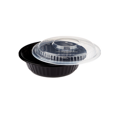 300 Pieces Clear Lid for Black Base Heavy Duty Round Container 16 Oz/25 Oz