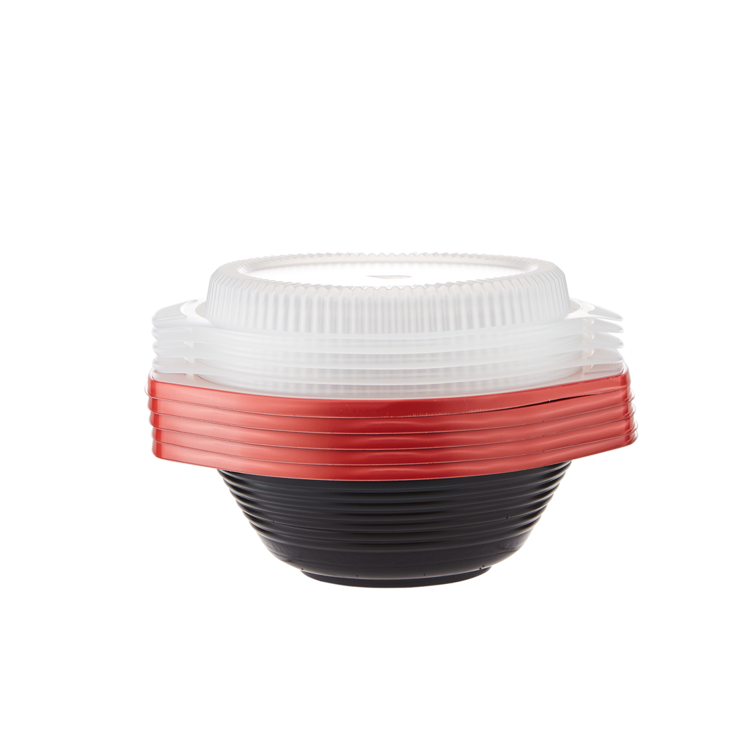 200 Pieces Red & Black Soup Bowl 1000 cc with Lids