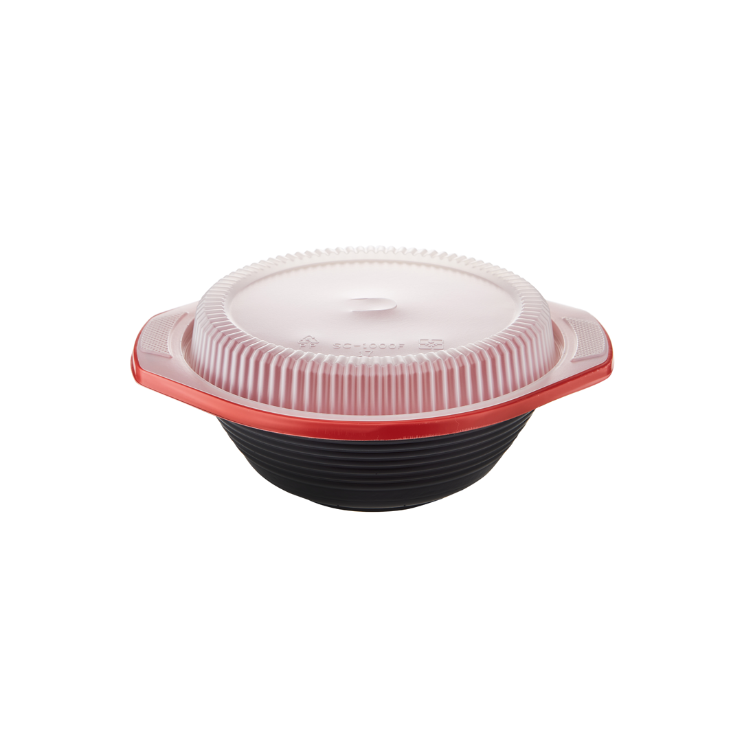 200 Pieces Red & Black Soup Bowl 1000 cc with Lids