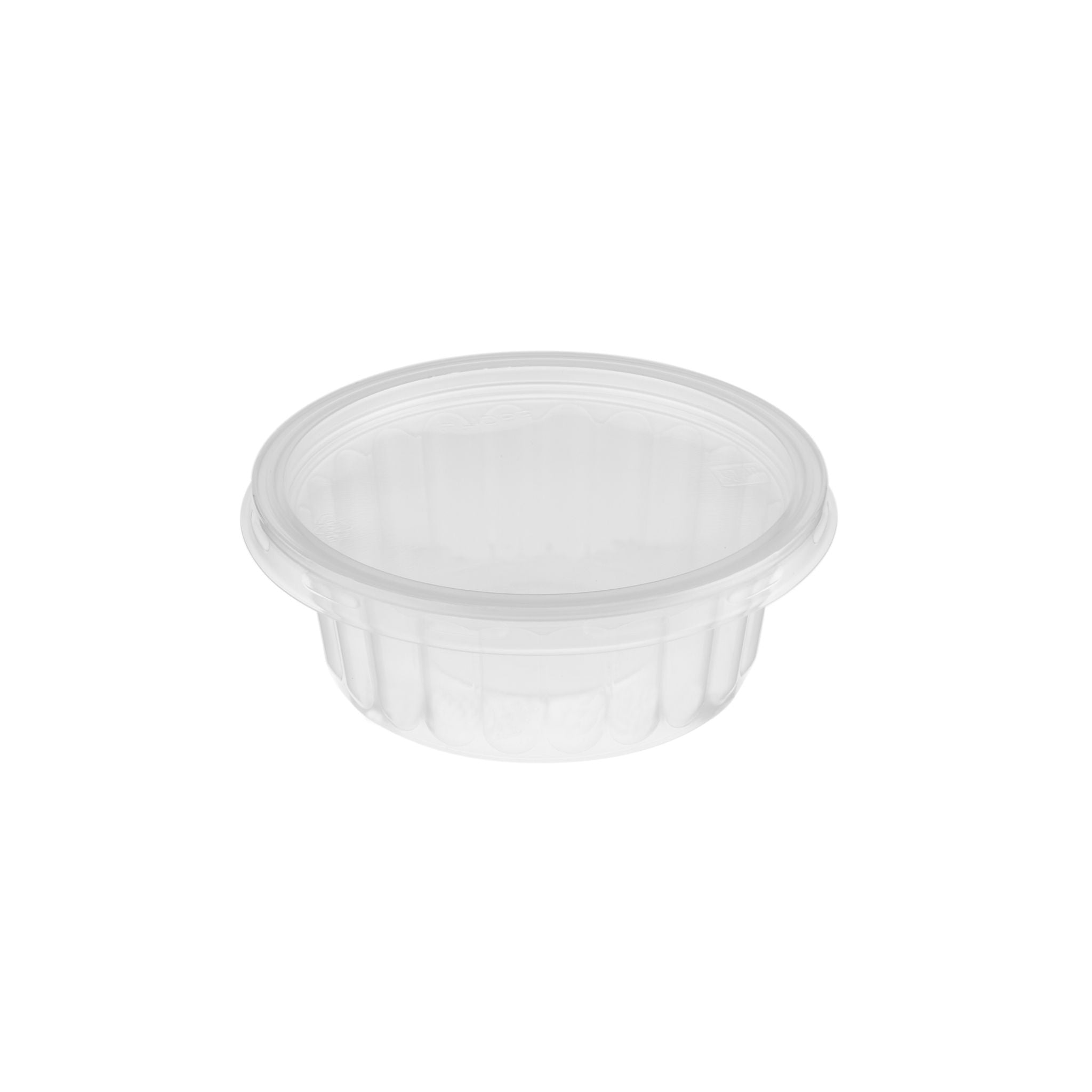 Plastic Ribbed Clear Round Container 250 Ml-Base Only