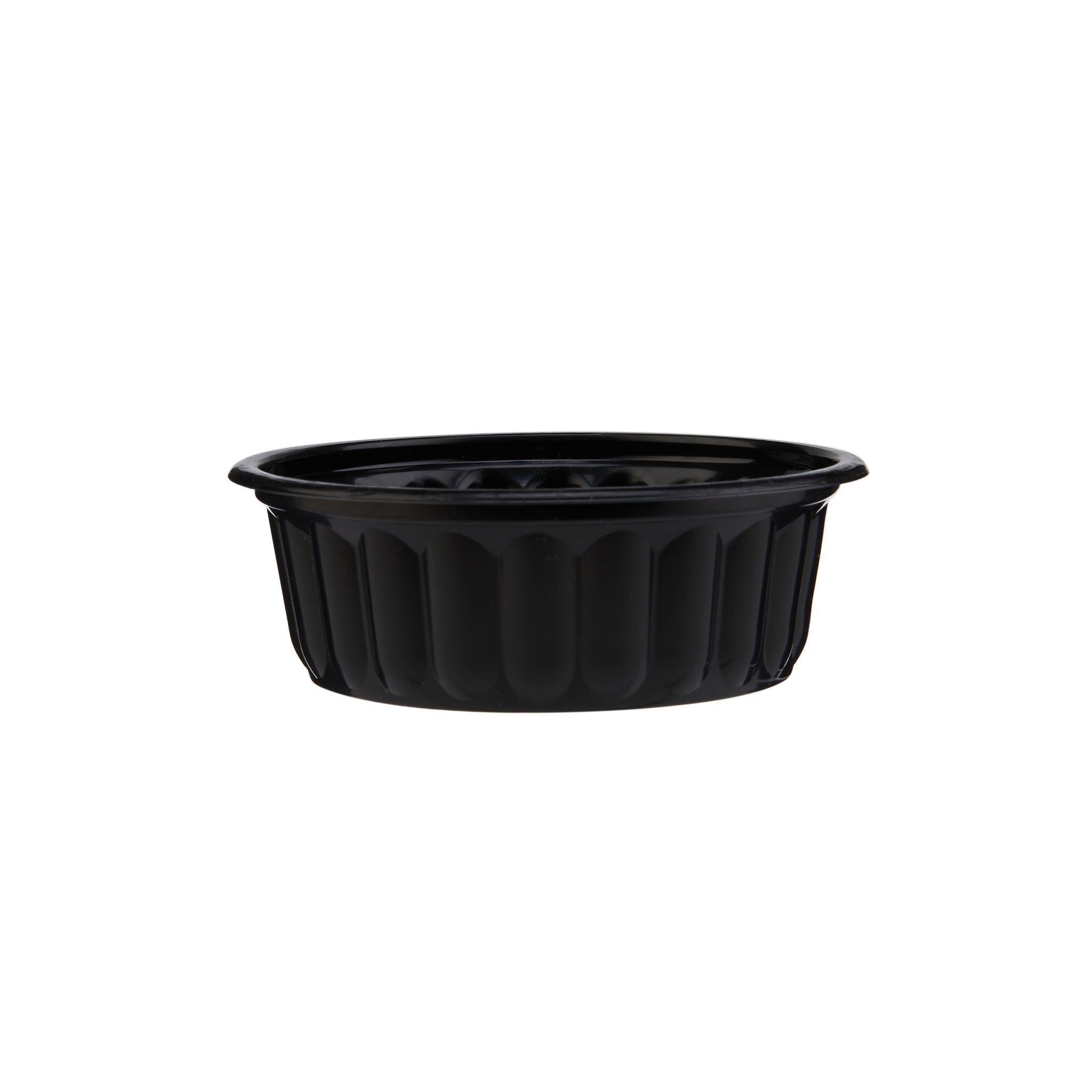  Plastic Ribbed Round Black Container 250 Ml-Base Only