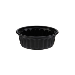  Plastic Ribbed Round Black Container 250 Ml-Base Only