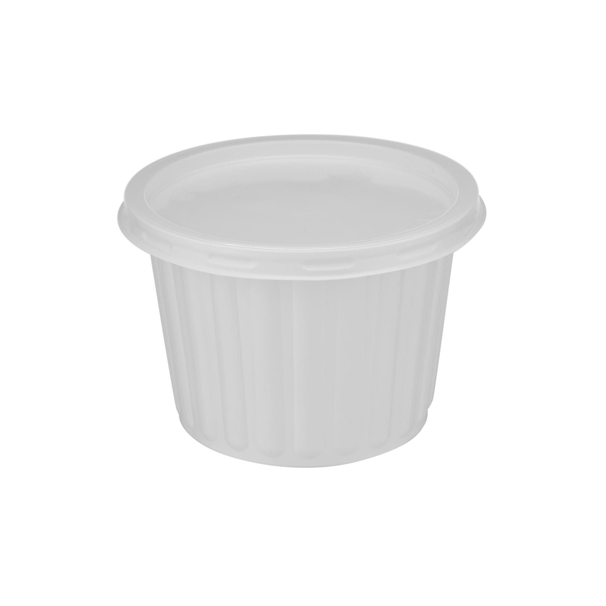 PP Corrugated White Bowl 500 Ml +Lid