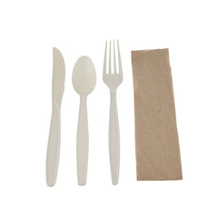 250 Sets Biodegradable Cutlery Set (Spoon/Fork/Knife/Tissue)