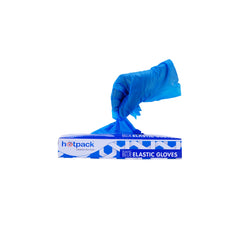 Plastic Blue Elastic Gloves Medium