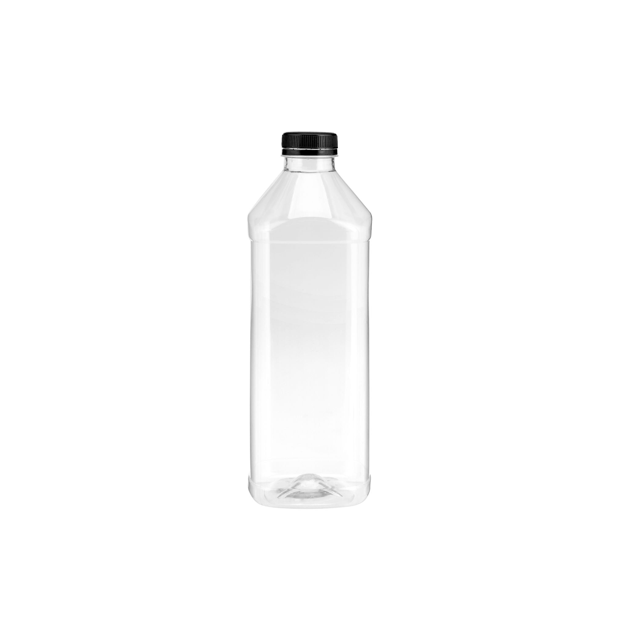 Plastic Square Bottle with Black Cap