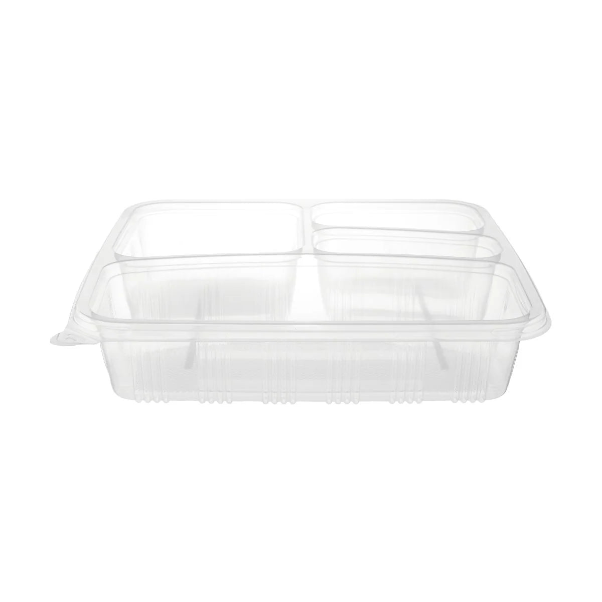 Rectangular Microwaveable 4 Compartment Container With Lid-210*210*45 mm