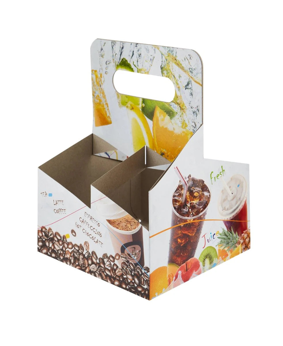 PAPER JUICE CUP CARRIER FOR 2 CUPS-WHITE