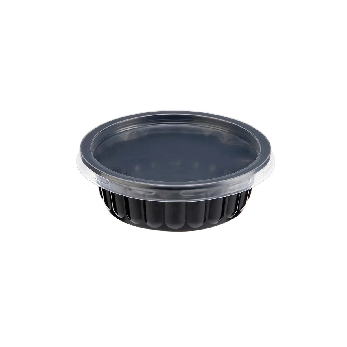 Plastic Ribbed Round Black Container 200 Ml-Base Only