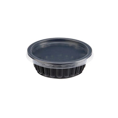 Plastic Ribbed Round Black Container 200 Ml-Base Only