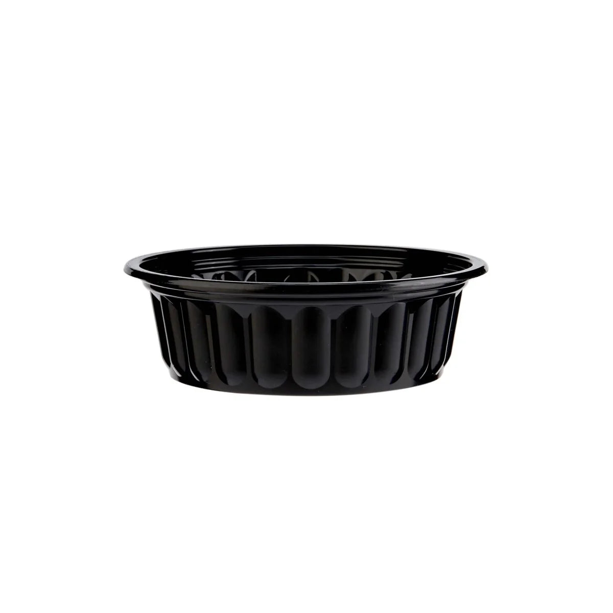 Plastic Ribbed Round Black Container 200 Ml-Base Only