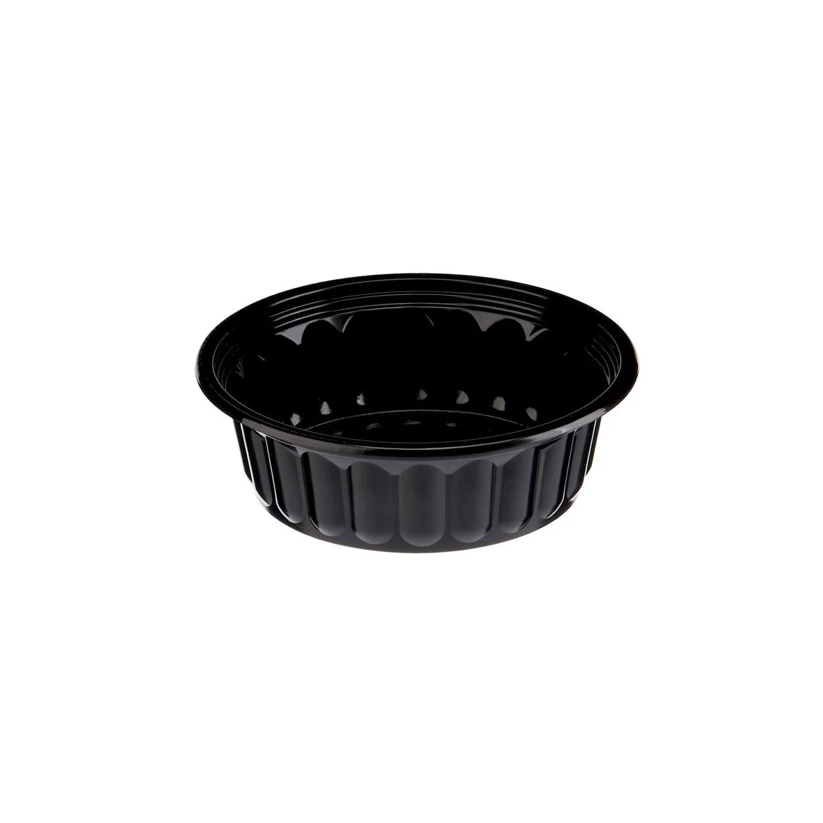 Plastic Ribbed Round Black Container 200 Ml-Base Only