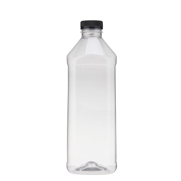 Plastic Square Bottle with Black Cap - hotpack.bh