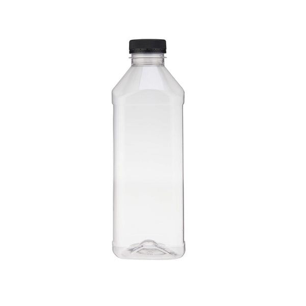 Plastic Square Bottle with Black Cap - hotpack.bh