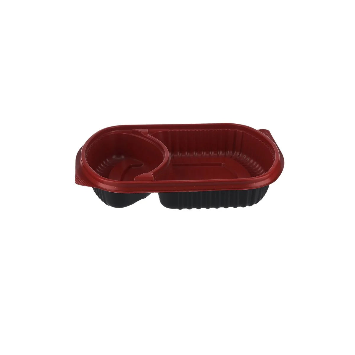 Red & Black Base Rectangular 2-Compartment Container With Lid