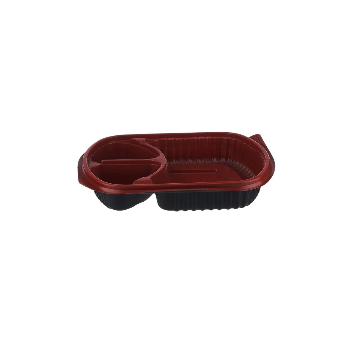 Red & Black Base Rectangular 3-Compartment Container With Lid 