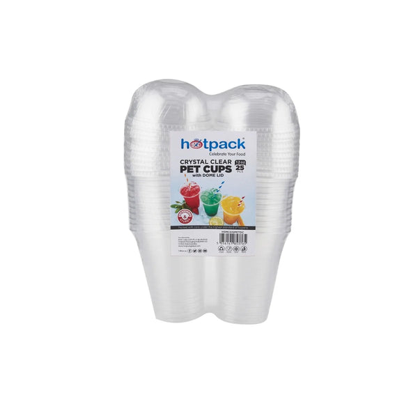 PET Clear 12 Oz Juice Cup with Dome Lids-25 Pieces