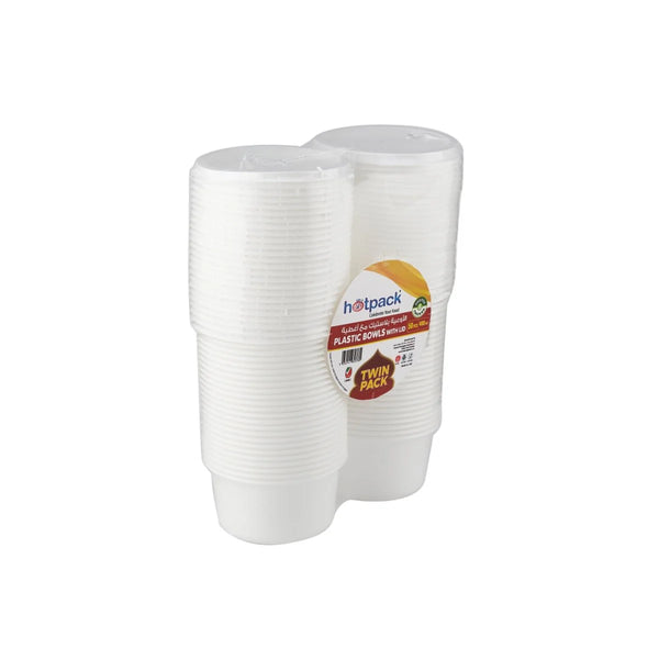 Twin Pack Plastic Bowl With Lid 50 Pieces