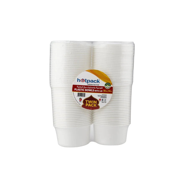 Twin Pack Plastic Bowl With Lid 50 Pieces