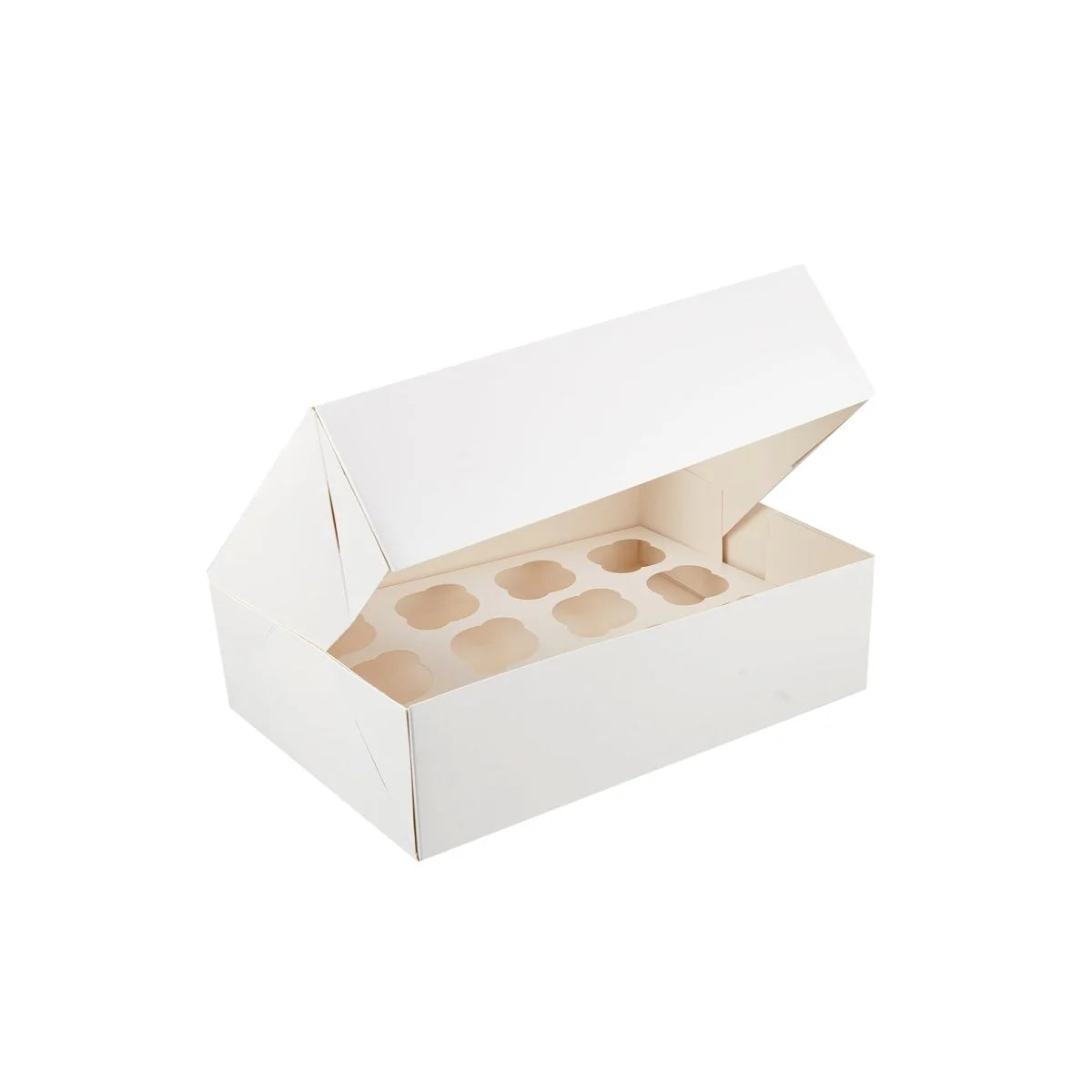 White Cup Cake Box with Inserts