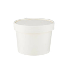 White Paper Noodle Bowl with Paper Lid