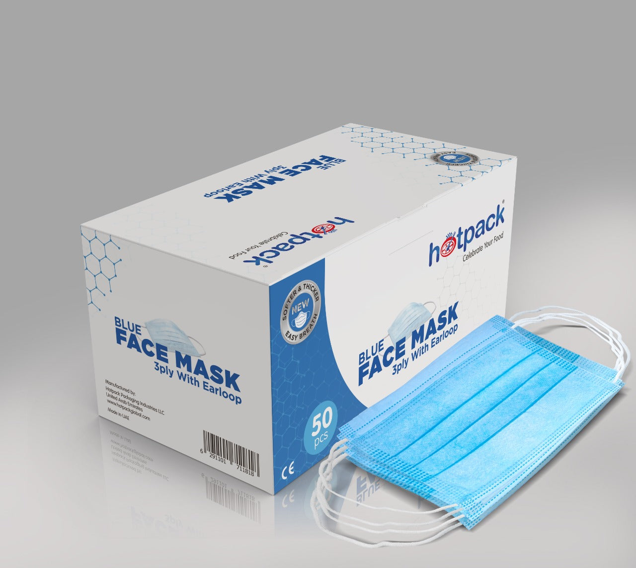 50 Pieces 3 Ply Blue Face Mask With Ear Loop