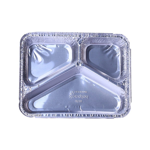 Hotpack |Aluminium Container 8576, 3 Compartmnet+ Lid-760 Cc | 500 PCS - Hotpack Bahrain