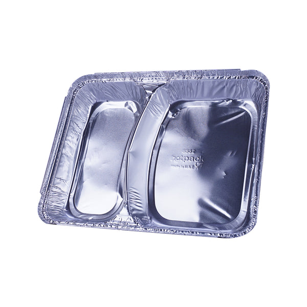 Hotpack |Aluminium Container 8582, 2 Compartmnet + Lid- 820 Cc | 500 PCS - Hotpack Bahrain