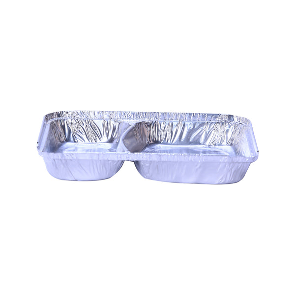 Hotpack |Aluminium Container 8582, 2 Compartmnet + Lid- 820 Cc | 500 PCS - Hotpack Bahrain