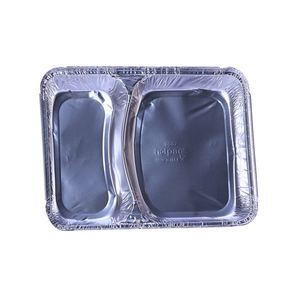 Hotpack |Aluminium Container 8582, 2 Compartmnet + Lid- 820 Cc | 500 PCS - Hotpack Bahrain