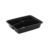 300 Pieces Black Base Rectangular 3-Compartment Container Base + Lid
